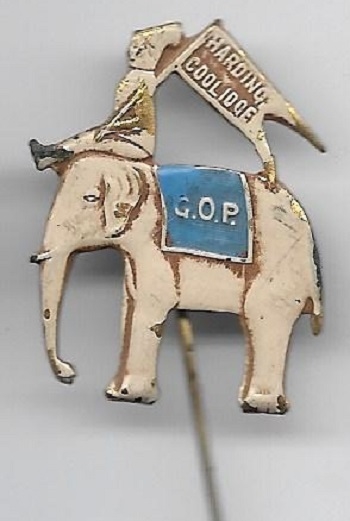 Harding, Coolidge Enamel GOP Elephant