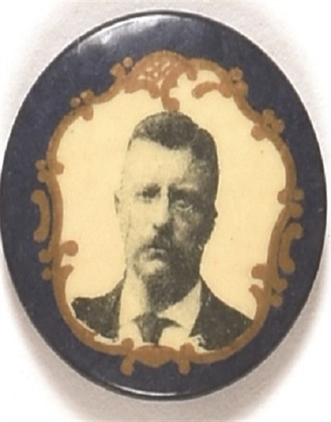 Theodore Roosevelt Gold Filigree Celluloid