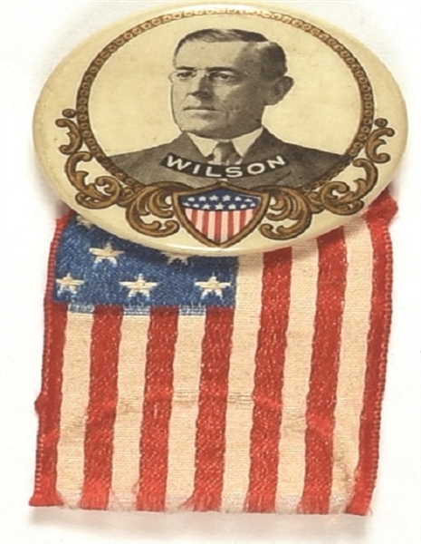Wilson Shield, Filigree Pin with Flag Ribbon