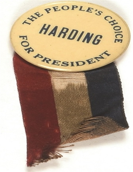 Harding the Peoples Choice Pin, Ribbon