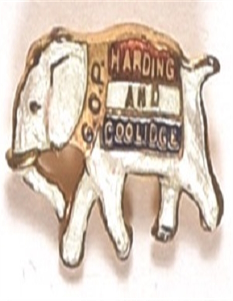 Harding White Enamel Elephant Pin