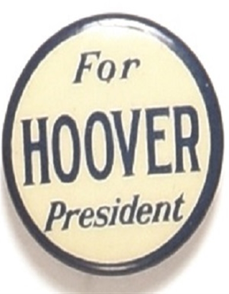 Hoover for President Blue, White Celluloid