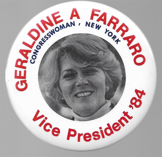 Geraldine Ferraro for Vice President Misspelled Pin 