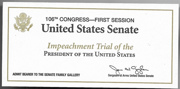 Clinton United States Senate Impeachment Ticket