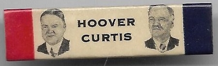 Hoover, Curtis Celluloid Bar Pinback