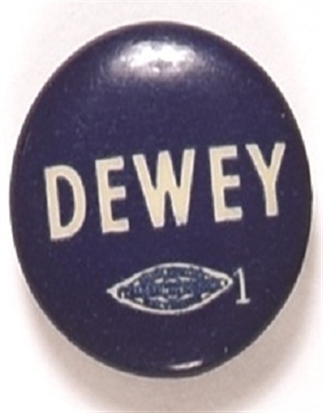 Dewey Scarce Blue and White Celluloid