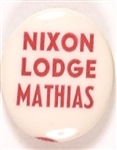 Nixon, Lodge Mathias Maryland Coattail