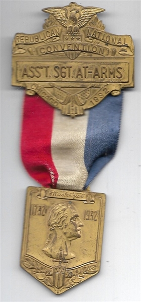 Hoover 1932 Convention Badge