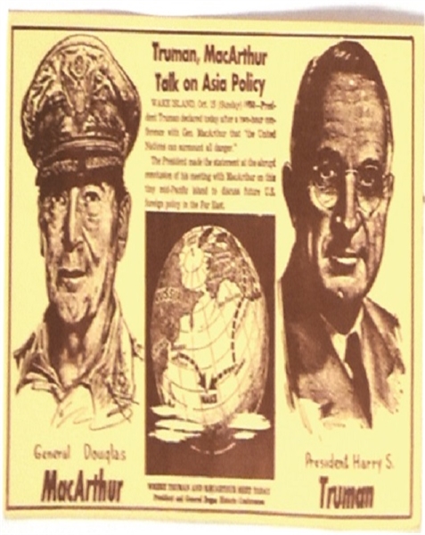 Truman, MacArthur Wake Island Postcard