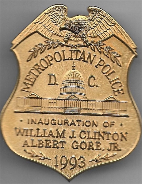 Clinton Inauguration DC Police Badge