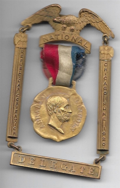 Harding 1920 Delegate Convention Badge