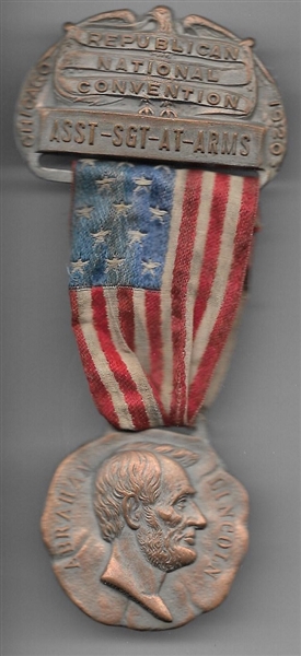 Harding 1920 Convention Badge
