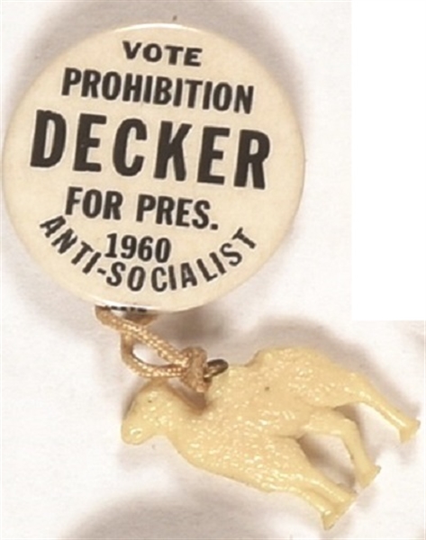 Decker Prohibition Party Pin and Camel