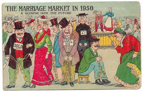 Anti Suffrage Marriage Market Postcard