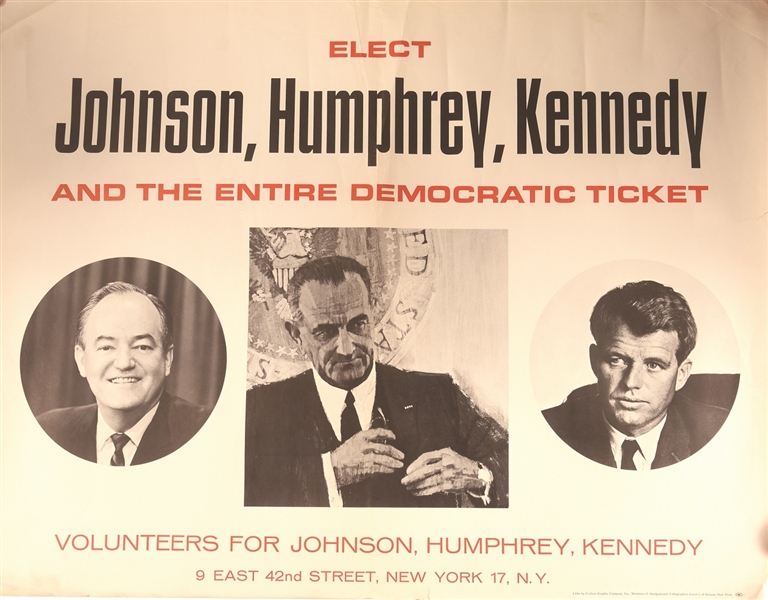 LBJ, HHH, RFK New York Coattail Poster