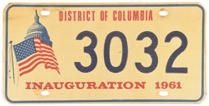 John F. Kennedy Inaugural License Plate