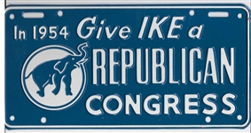 Give Ike a Republican Congress License Plate 