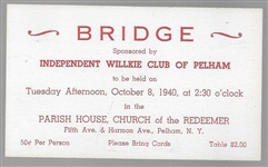 Willkie Bridge Club of Pelham, NY 