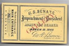 Andrew Johnson Impeachment Trial Ticket