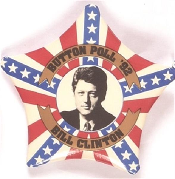 Clinton Button Poll Celluloid