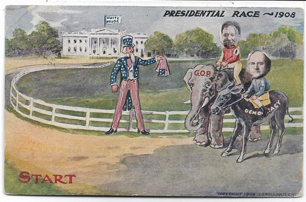Taft, Bryan Presidential Race Postcard