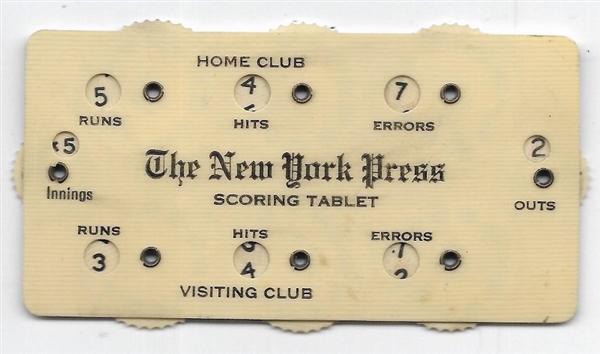 New York Press Baseball Mechanical Score Card