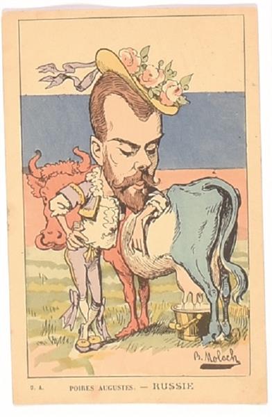 Czar Nicholas and the French Cow Postcard