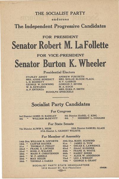 LaFollette Socialist Party Flyer