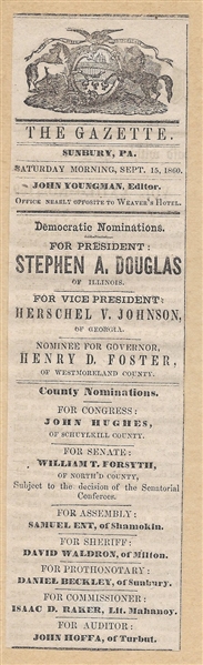 Douglas Pennsylvania Newspaper Ballot