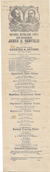 James Garfield Iowa Ballot