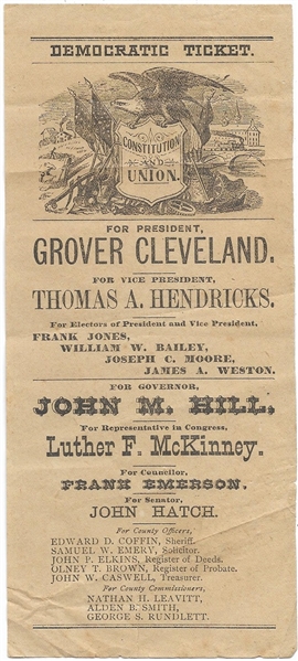 Cleveland New Hampshire 1884 Ballot