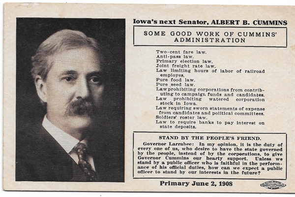 Albert Cummins Iowa Postcard