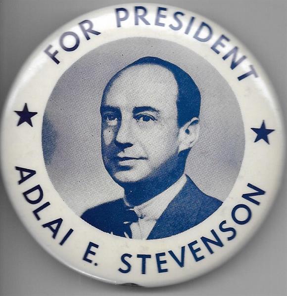 Stevenson for President Blue and White Celluloid