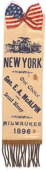 McKinley, McAlpin New York Sound Money 1896 Ribbon
