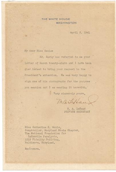 Missy LeHand Letter and Signed FDR Photo