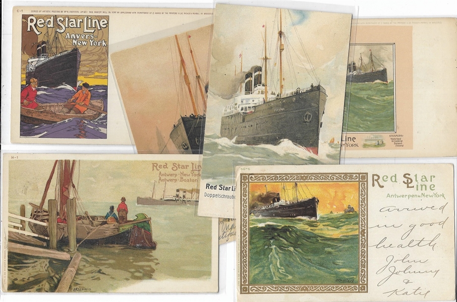 Group of 6 Red Star Line Postcards 