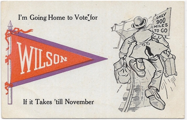Im Going Home to Vote for Wilson Postcard 
