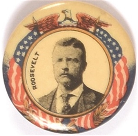 Theodore Roosevelt Flag and Eagle Celluloid