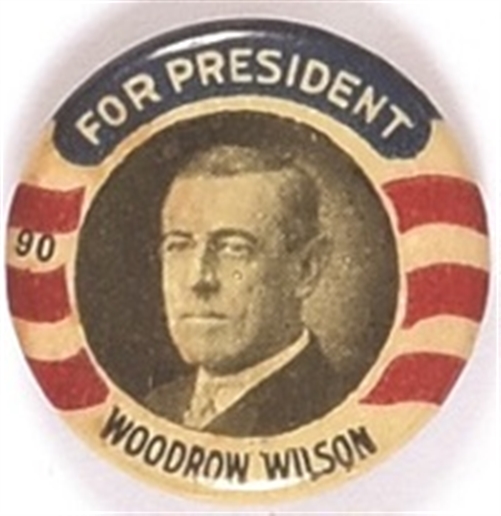 Wilson for President Red Stripes Celluloid