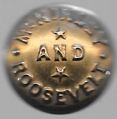 McKinley, Roosevelt Brass Clothing Button 