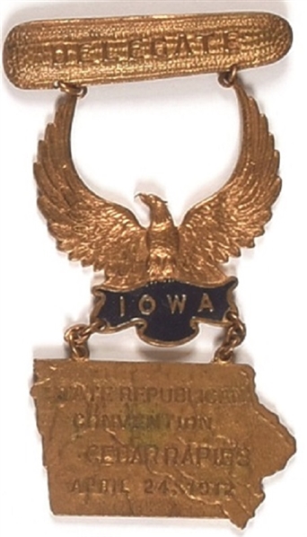 Iowa 1912 GOP State Convention Delegate Badge