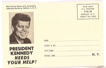 President Kennedy Needs Your Help New York Campaign Postcard