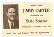 Jimmy Carter for State Senator Card