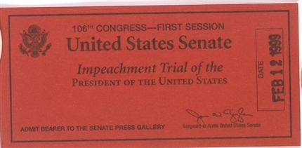 Bill Clinton First Session Impeachment Ticket