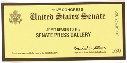 Trump 2020 Impeachment Press Gallery Ticket