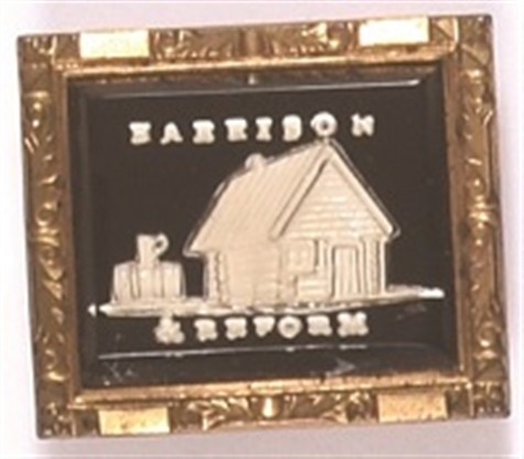 Harrison and Reform Sulfide Log Cabin Pin