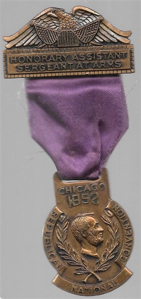 Ike 1952 Convention Badge 
