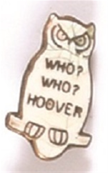 Hoover White Enamel Owl Pin