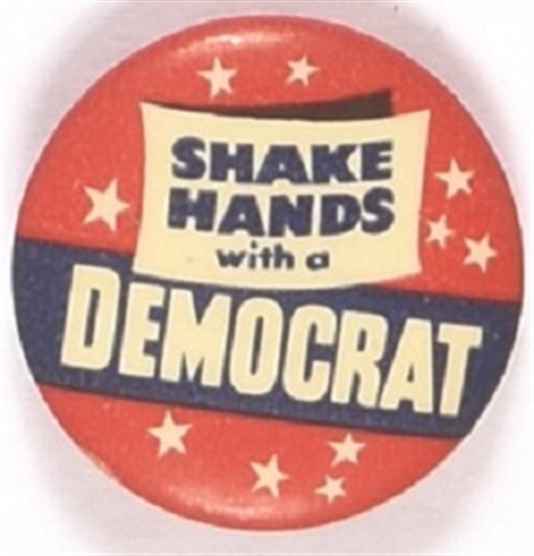 Stevenson Shake Hands With a Democrat