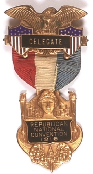 Hughes 1916 Convention Delegate Badge